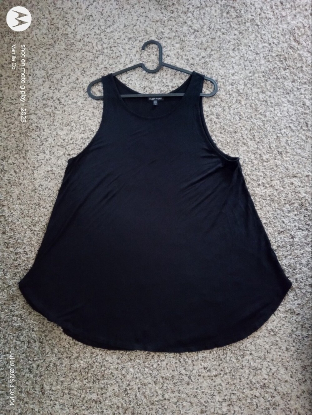 Eileen Fisher Jersey Scoop Neck Tunic Black Large - Picture 2 of 12